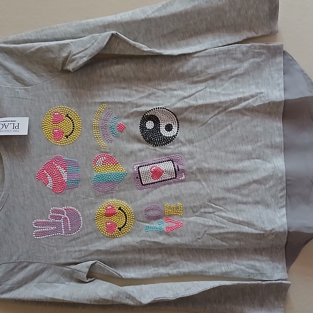 The Children's Place Gray and Pink Long Sleeve Tee with Playful Graphics